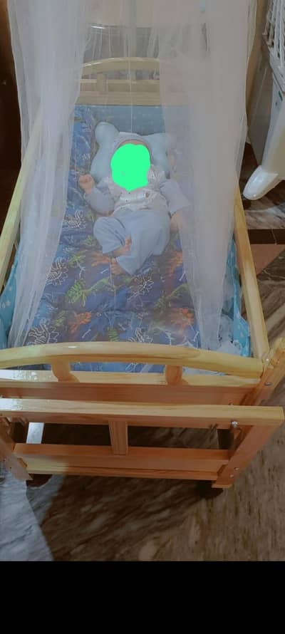 wooden baby cot plus swing
