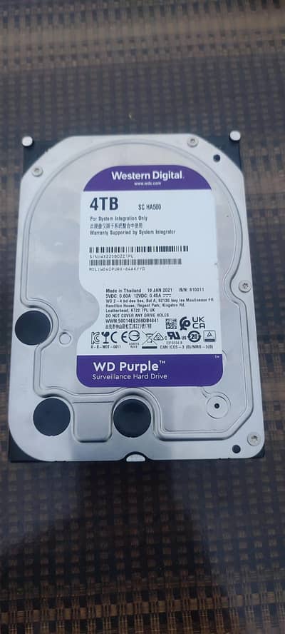 4TB Hard Disk WD purple surveillance grade