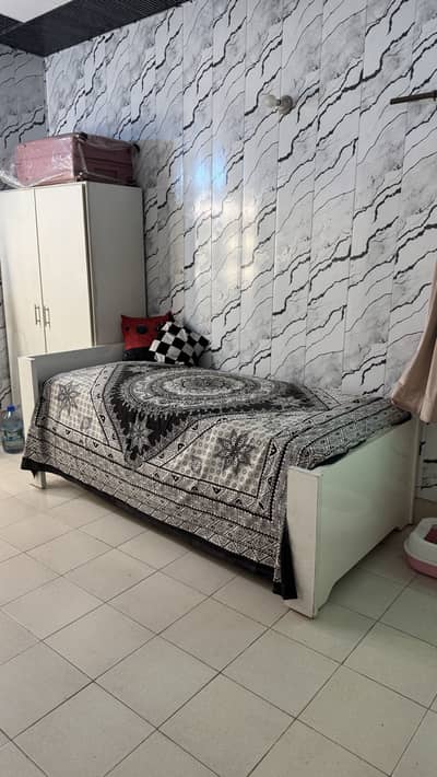 White Single Bed + Mattress + 1 Side Table