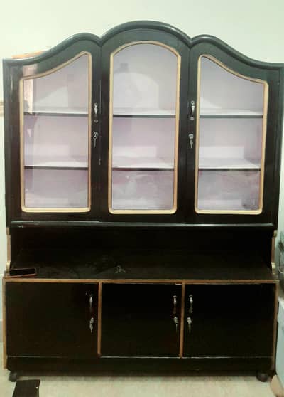 3-Door Wooden Crockery Cabinet