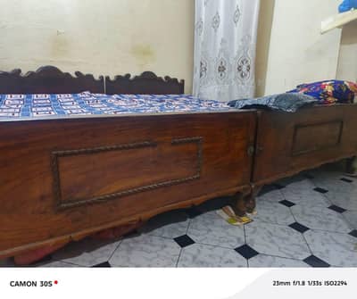 2 single bed without mattress. . showcase and dressing table