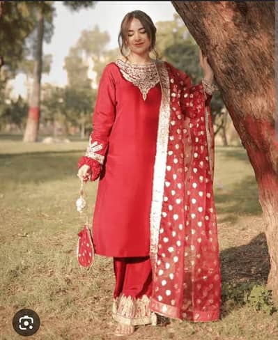 Deep Maroon Formal Embroidered Dress – Medium