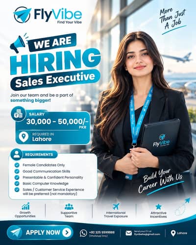 We Are Hiring – Female Sales Executive
