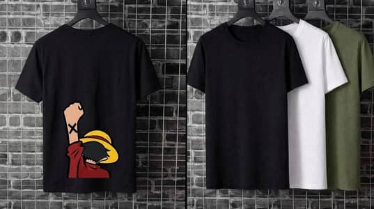 One Piece Anime Shirt & 3-Pc Plain T-Shirts Combo Pack