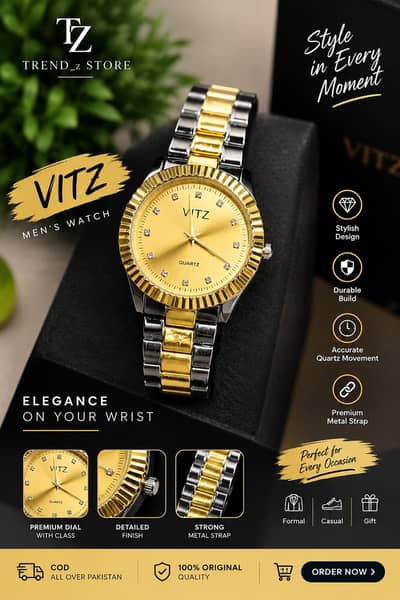 ⌚ VITZ Royal Two-Tone Quartz Watch | Luxury Men’s Watch