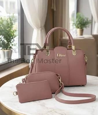 Dior Pink Leather Handbag Set for Women