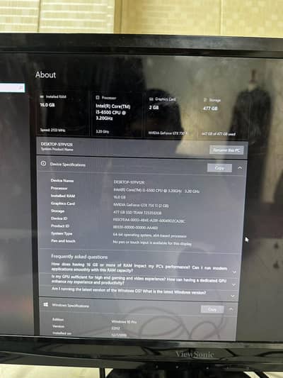 Asus gaming PC hai i5 6th generation hai or gtx750ti hai