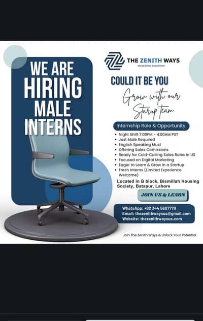 Hiring Male interns night shift 7pm to 4am