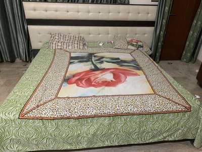 Wooden king size bed with dressing