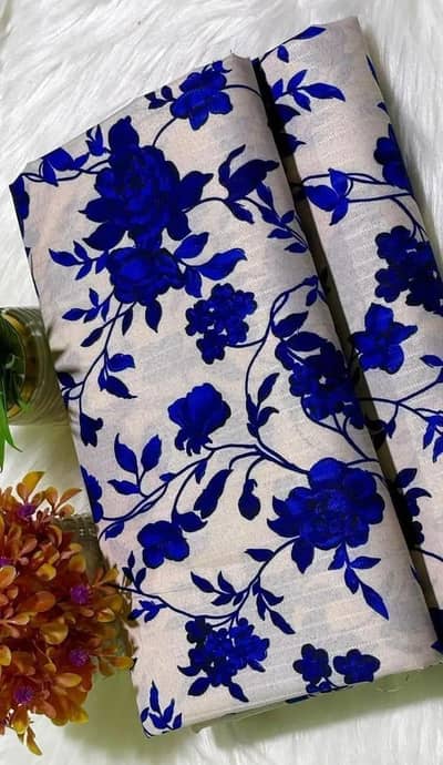 Blue Floral Cotton Tablecloth Set