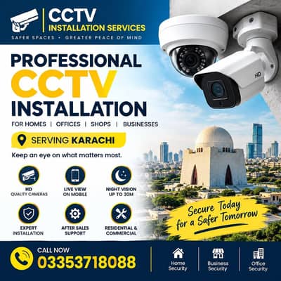 camera Installation, all Karachi CCTV camera installation service