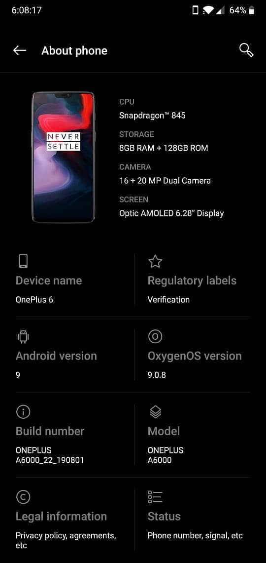 One Plus 6 0