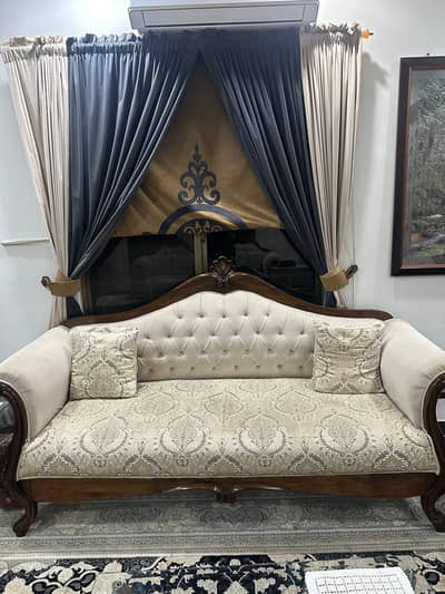 7 seater sesham wood sofa with two tables
