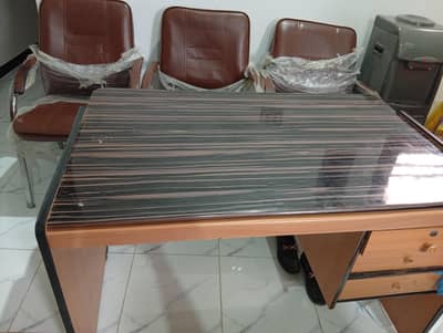 complete office furniture cubicles chairs table AC kenwood brand water