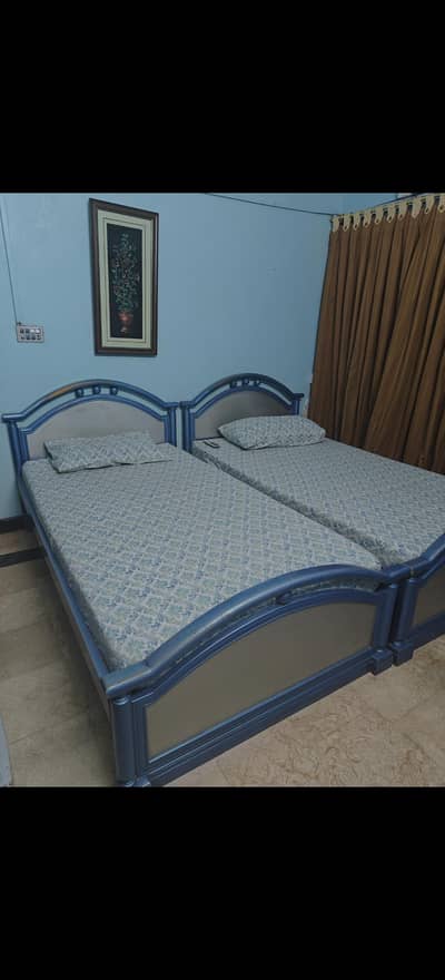 twin single bed set and dual study table