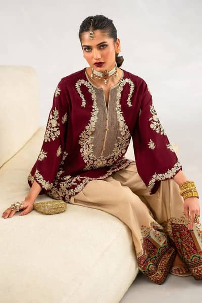 Premium Ethnic Silk 2-Piece | Elegant Embroidered Winter Suit
