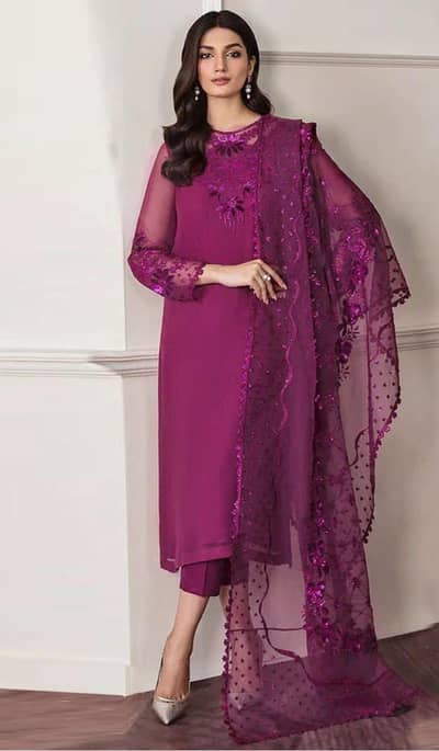JAZMIN Premium Chiffon 3-Piece | Luxury Embroidered Collection