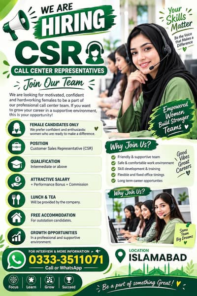 We are Hiring Female Staff Professional Call Center