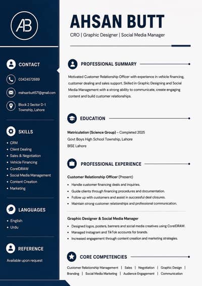 Job Wanted – Customer Relationship Officer | Sales