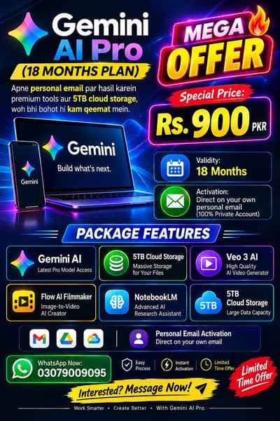 Gemini AI Pro 18 Months | 5TB Storage | Rs. 900
