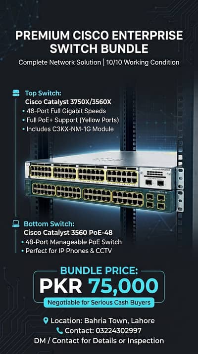  PREMIUM CISCO ENTERPRISE SWITCH BUNDLE FOR SALE – 10/10 CONDITION