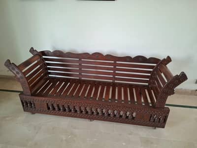 Beautiful Traditional 5-Seater Wooden Sofa Set with Tables for Sale