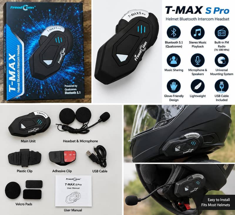 T-MAX S Pro Bluetooth Helmet Intercom 0