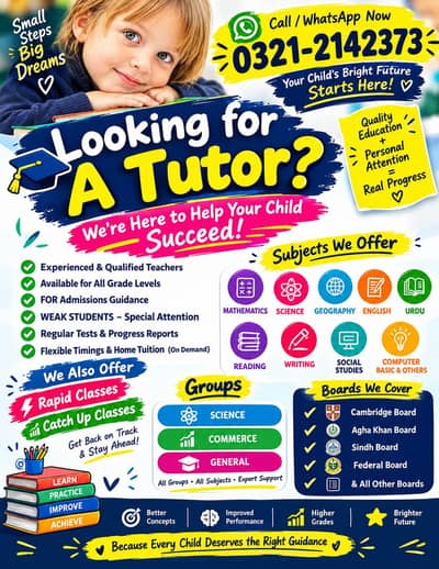 Tutor Available For All Grades