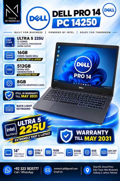 Dell 14 Pro PC14250 Ultra 5 225U Processor 16/512 Latest Laptop