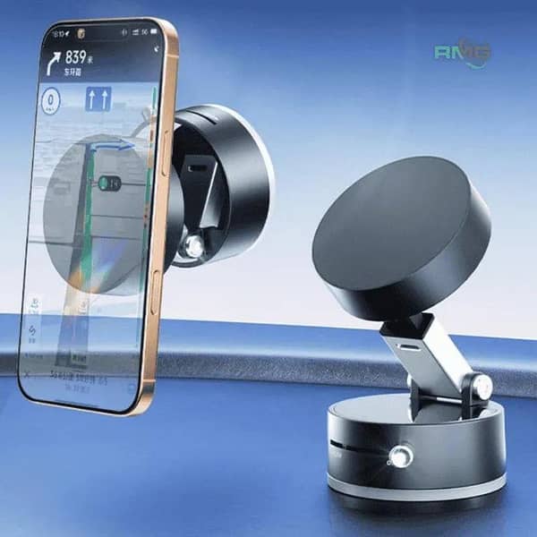 Magnetic Wireless Phone Holder with Foldable Suction Grip for Secure Mounting