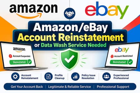Amazon/eBay Account Reinstatement or Data Wash Service Needed