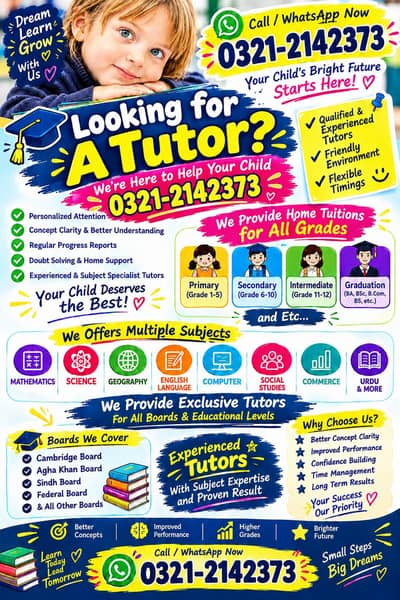 Tutor Available For All Grades