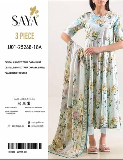 SAYA 3-Piece Floral Digital Print Lawn Suit | Women’s Unstitched