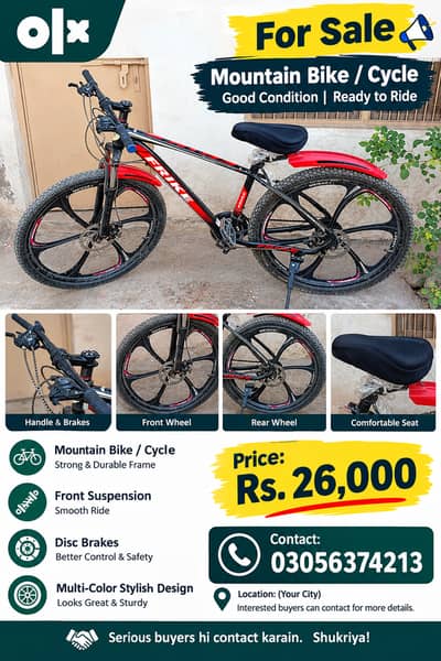 Mountain bicycle For Sale Sirf Shouqeen Hazrat rabta karain