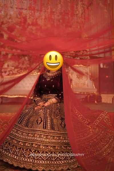 Elegant Maroon & Gold Heavy Velvet Lehnga for urgent sell