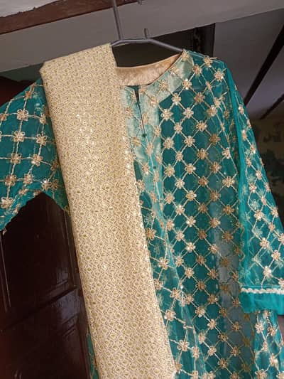 Fancy Net Frock with Net Dupatta for Girls Up to 15 Years