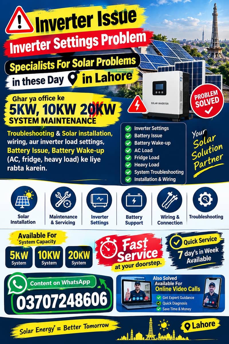 Solar System Repair Issue, Inverter, Panel's Battery Problem 0