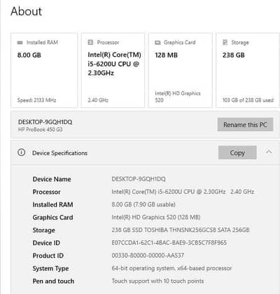 HP Probook 450 G3