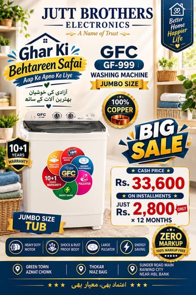 GFC GF-999 Jumbo Washing Machine | Rs. 33,600 | Easy Installment Packa