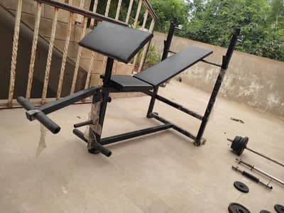 7-in-1 Home Gym Setup 34KG Weights + Bench + Rods