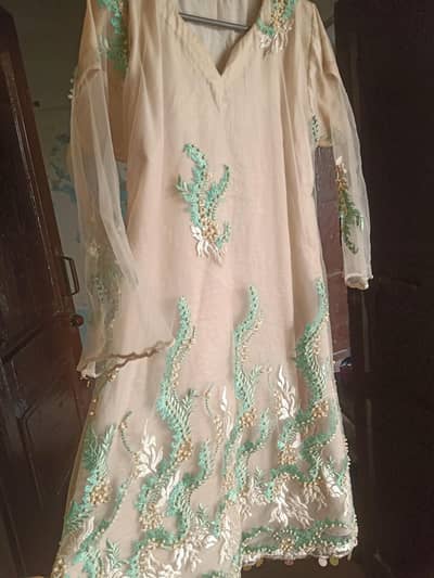 Fancy Embroidered Net Frock Suit – Stitched