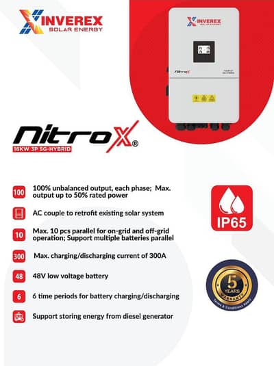 Inverex Nitrox 16KW 3P 5G Hybrid Solar Inverter | 5 Years Warranty