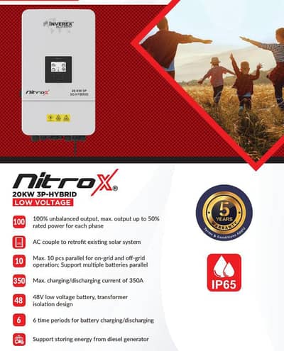 Inverex Nitrox 20KW 3P 5G Hybrid Solar Inverter | 5 Years Warranty