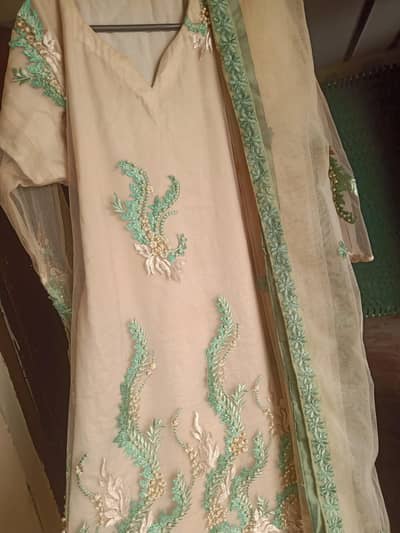 Fancy Embroidered Net Frock Suit – Stitched