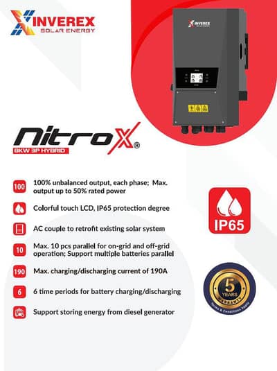 Inverex Nitrox 8KW 3P Hybrid Solar Inverter | 5 Years Warranty