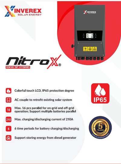 Inverex Nitrox 10KW SP Hybrid Solar Inverter | 5 Years Warranty