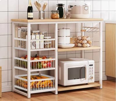 Iron Oven Rack with 5 Shelves & Microwave Storage