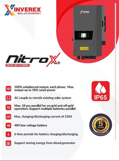 Inverex Nitrox 13KW Flyer 3P Hybrid Solar Inverter | 5 Years Warranty