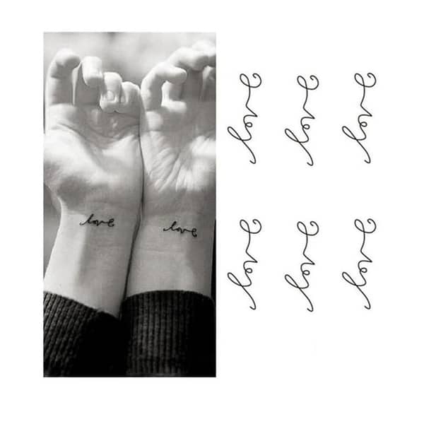 Water Transfer Temporary Tattoo Sticker with Letter Love Pattern for Women - Sexy Wrist Design