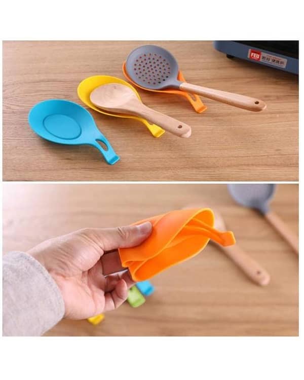 Heat Resistant Silicone Spoon Rest for Kitchen Utensils and Spatulas